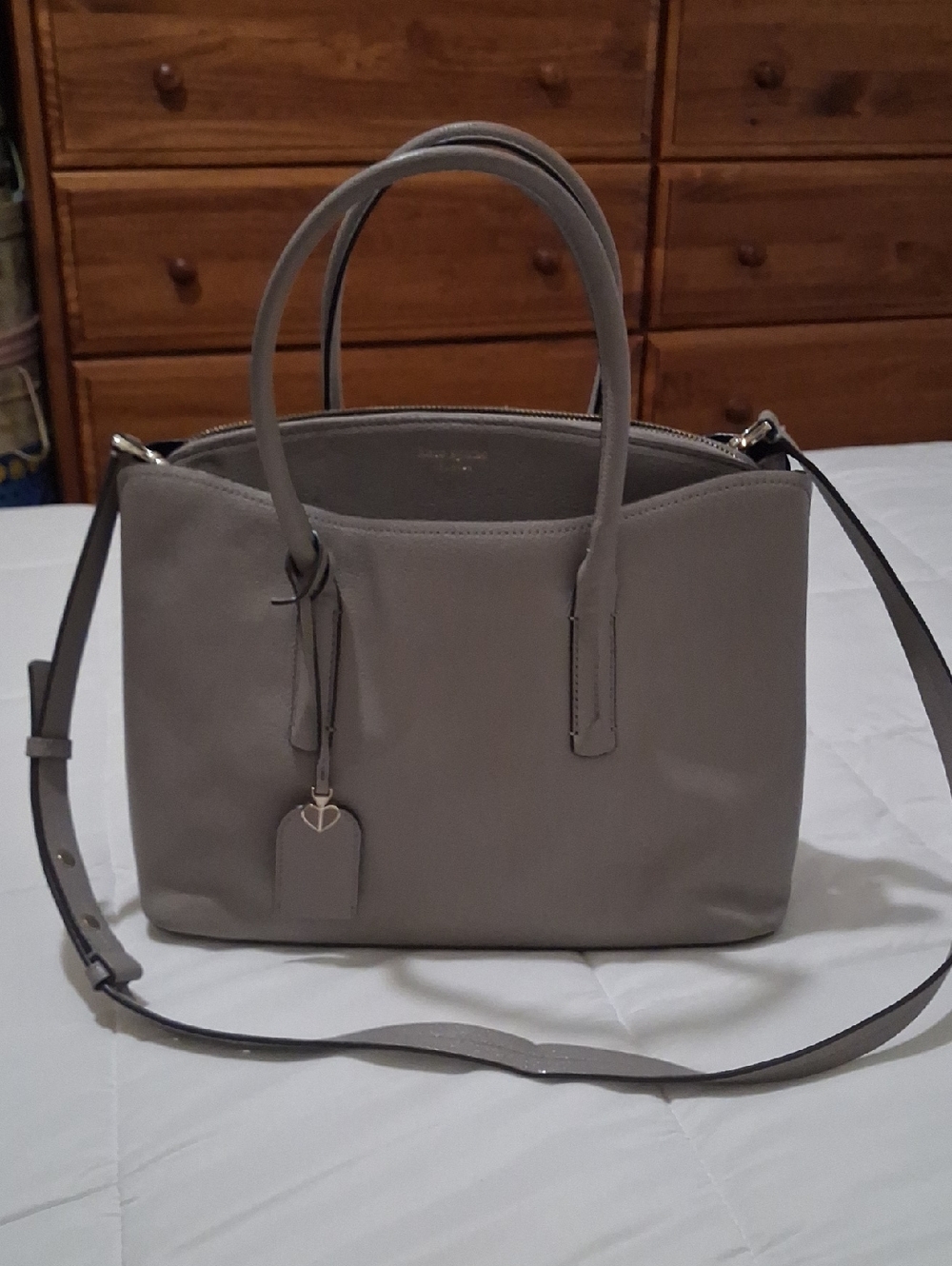 Kate Spade Gray Satchel with Removable Crossbody Strap
